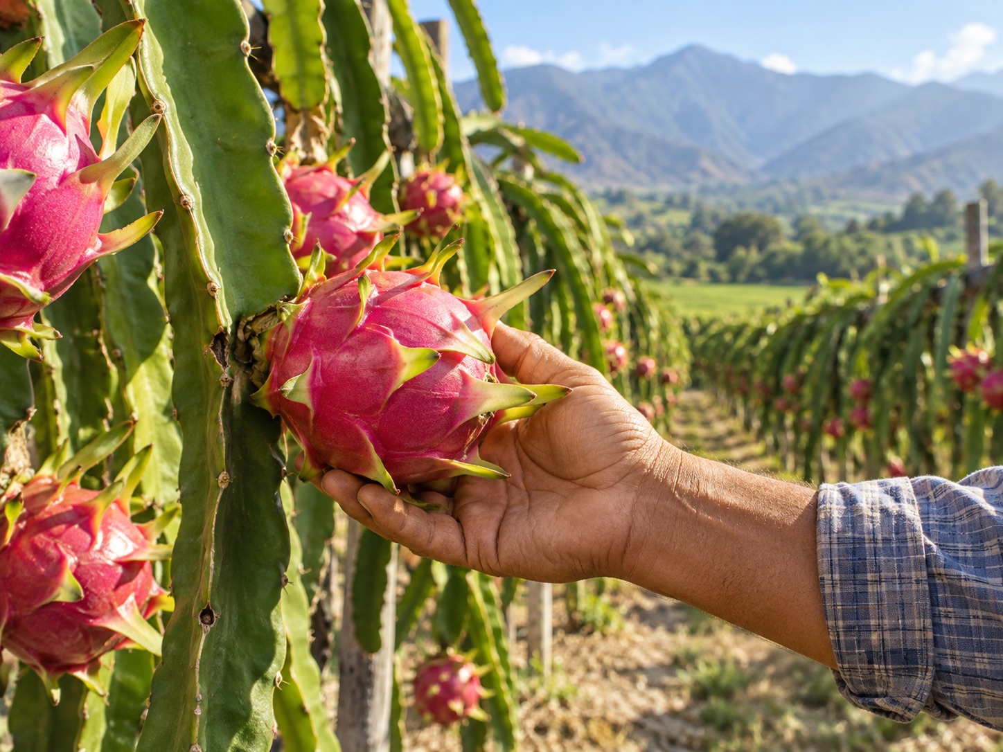 Pitahayas maduras en cultivo