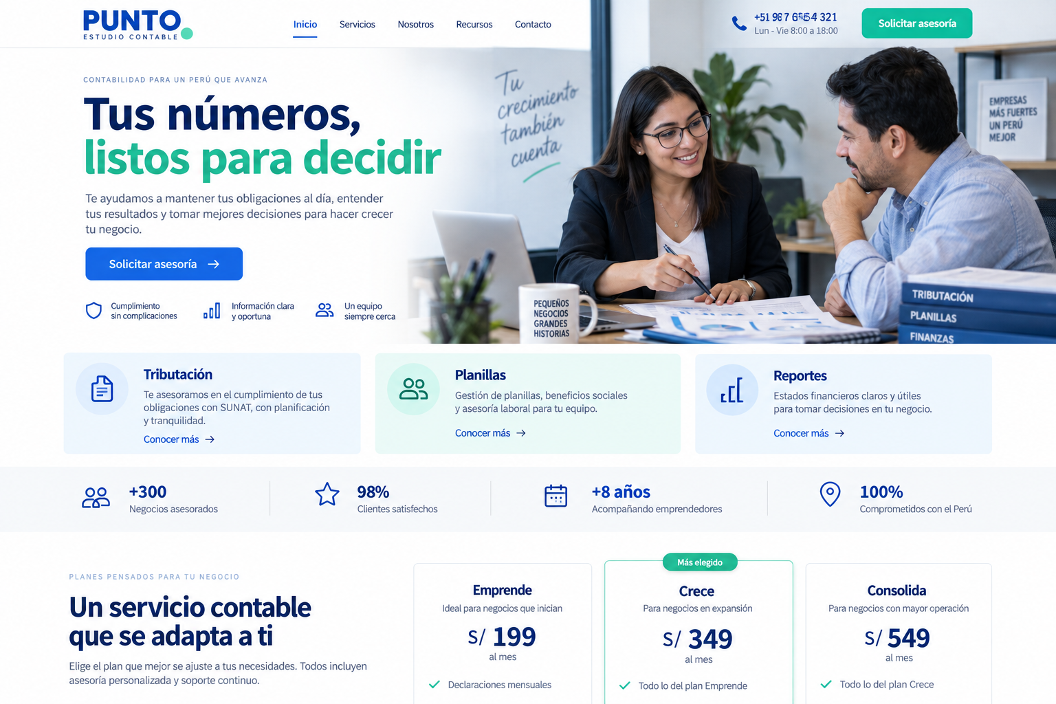 Demo completa de una web para estudio contable