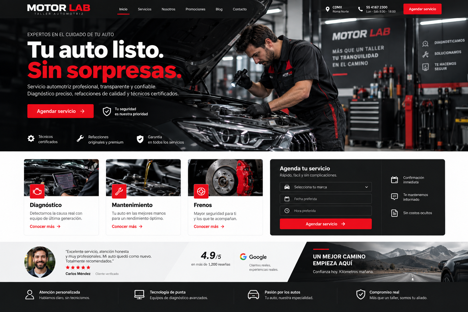 Demo completa de una web para taller automotriz