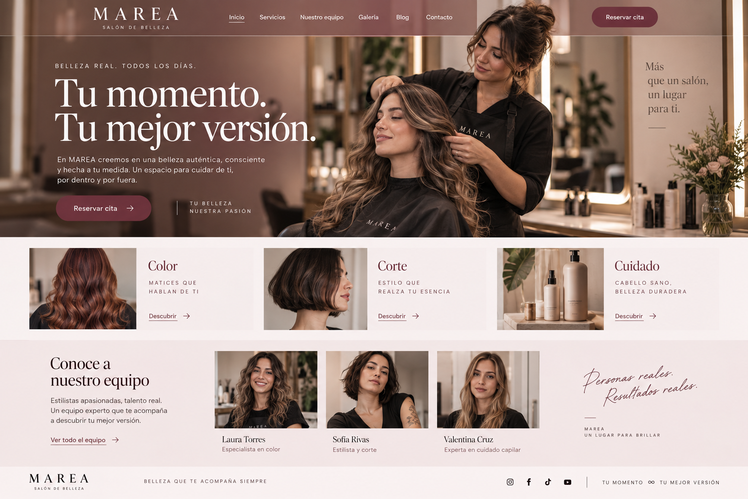 Demo completa de una web para salón de belleza