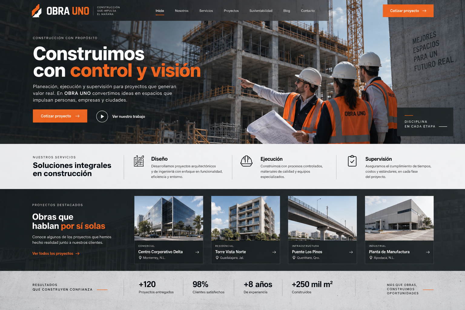 Demo completa de una web para empresa constructora