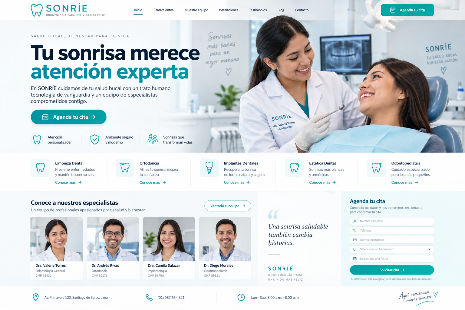 Demo completa de una web para clínica odontológica