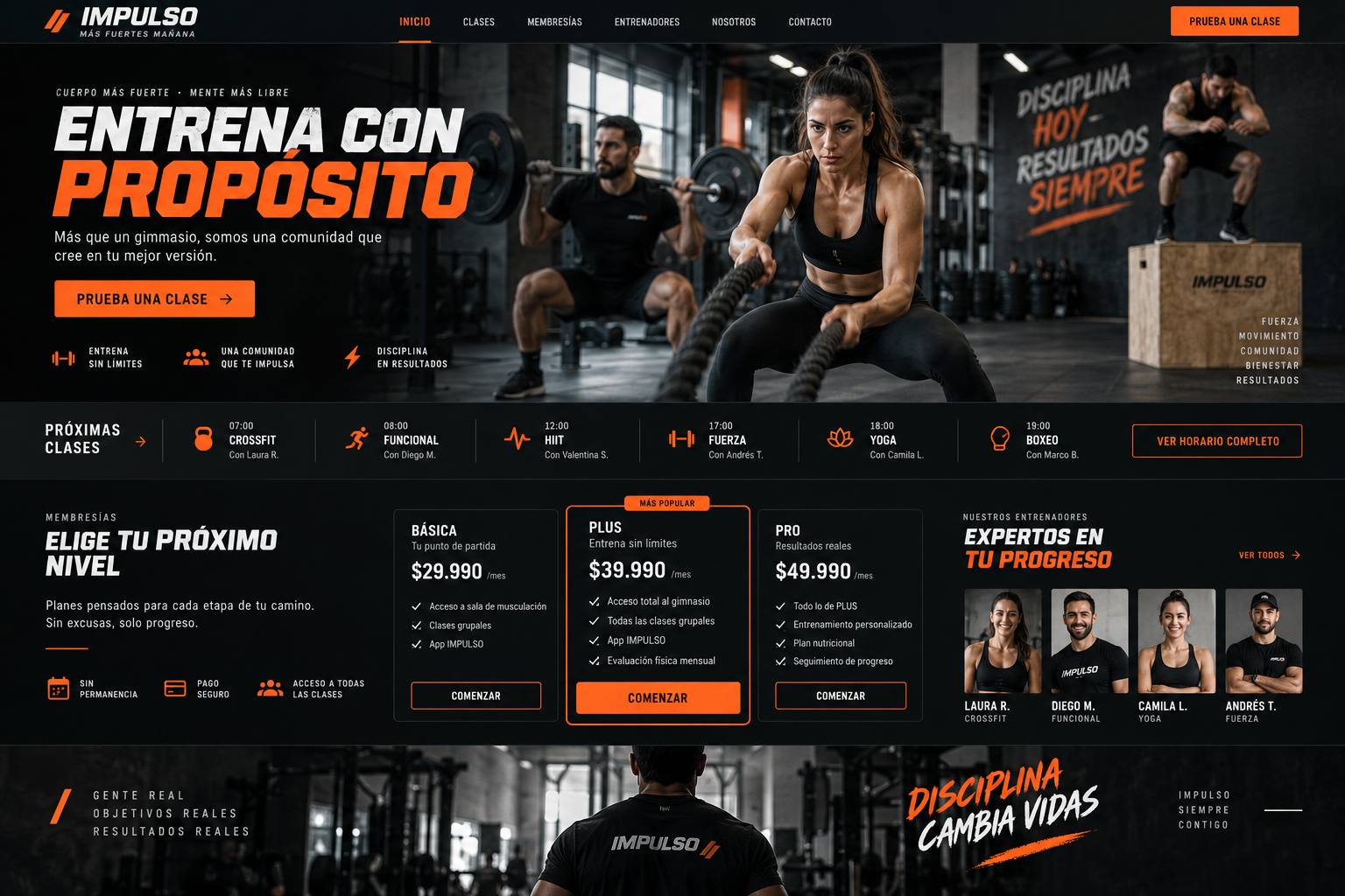 Demo completa de una web para gimnasio