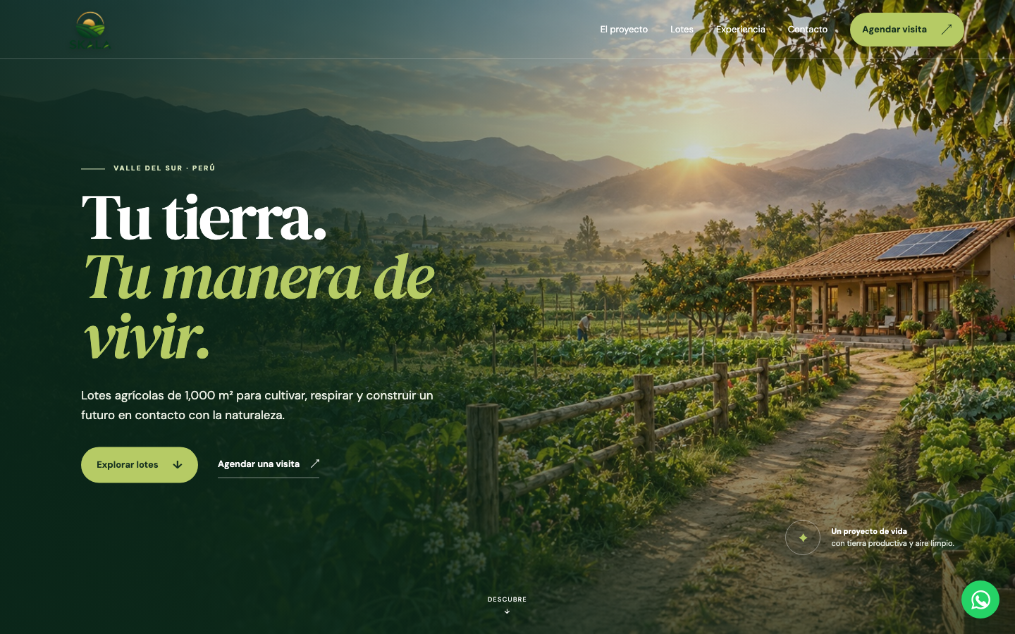 Página web de un proyecto inmobiliario